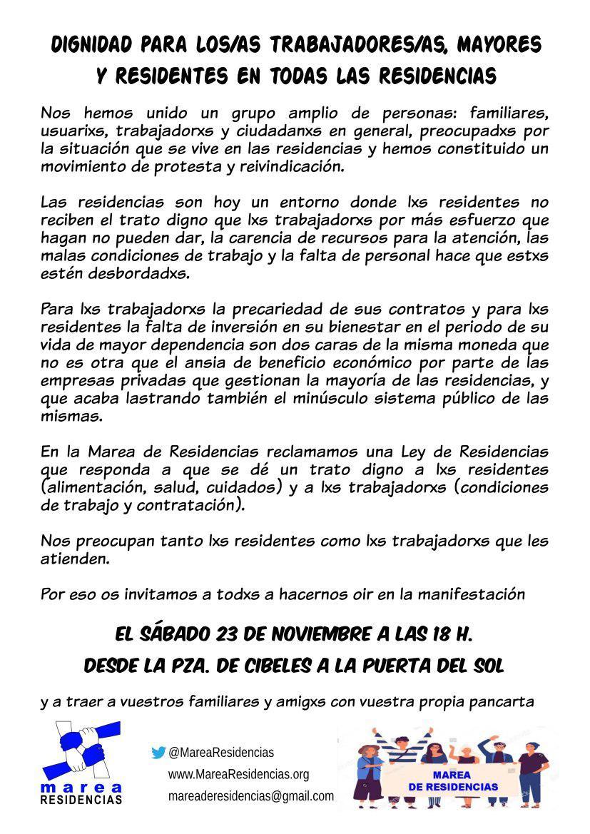 Octavilla para manifestación del 23 Nov 2019